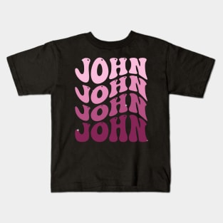 John First Name Personalized Retro Groovy Birthday Kids T-Shirt